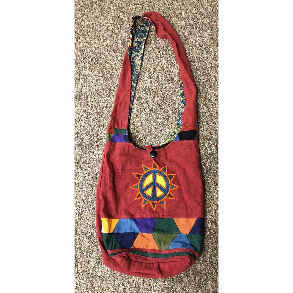 Boho Purse Bag Crossbody Peace Symbol Sun Multycolor